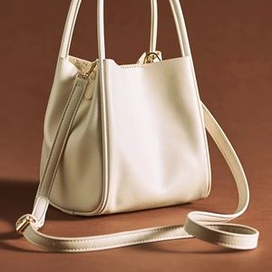 Anthropologie Mini Cream Bag & Pouch